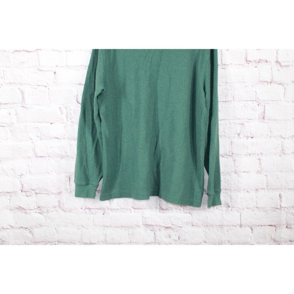 LL Bean Unshrinkable Mini Waffle Henley Long-Sleeve Cotton Green XL - Picture 4 of 11